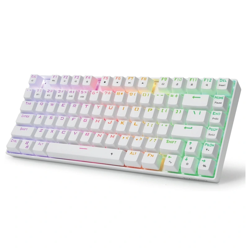 81 taster Trådløst Bluetooth 2.4Ghz RGB mekanisk tastatur