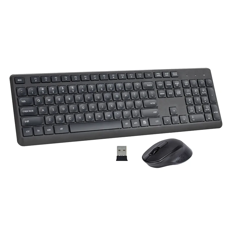 Sort 2,4 GHz trådløst tastatur og musekombination