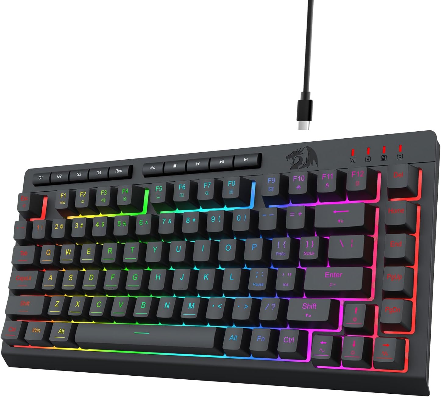 Sort K524 Wired Gaming RGB baggrundsbelyst, 75 % tastatur